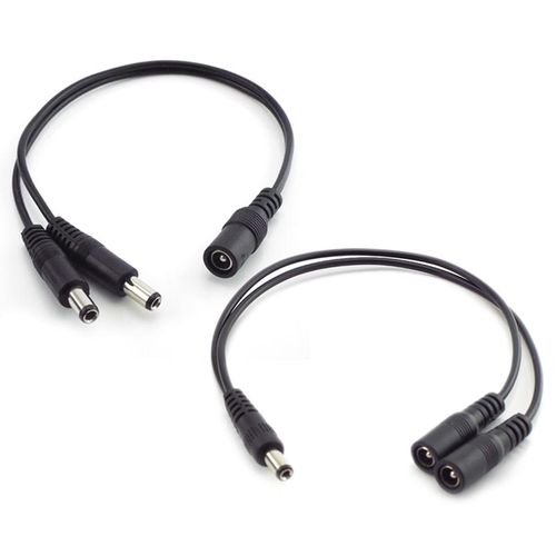 5.5*2.1mm 1 Female to 2 Male Way DC Power Splitter Connector Plug Extension Cable  CCTV LED Strip Light Supply Adapter