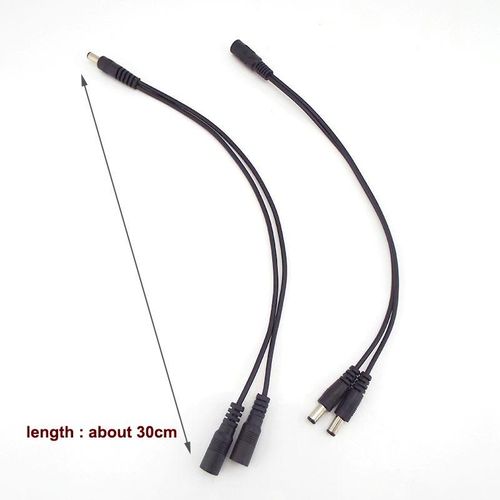 5.5*2.1mm 1 Female to 2 Male Way DC Power Splitter Connector Plug Extension Cable  CCTV LED Strip Light Supply Adapter