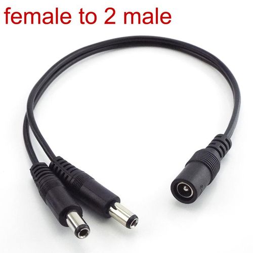 5.5*2.1mm 1 Female to 2 Male Way DC Power Splitter Connector Plug Extension Cable  CCTV LED Strip Light Supply Adapter
