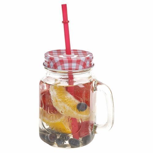 Glass Mason Jar Cup Mug - Colorless, Lid Color May Vary