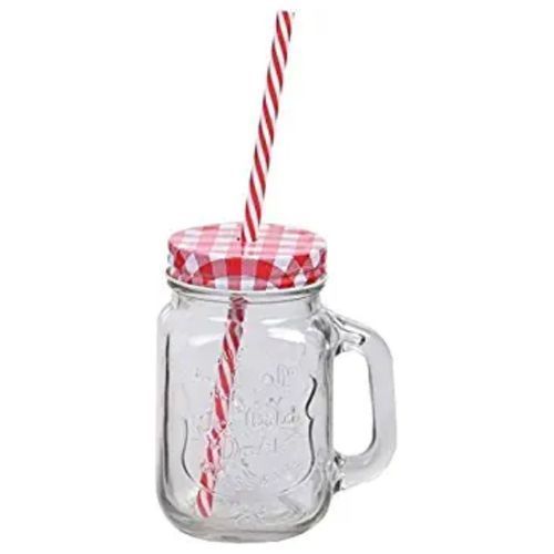 Glass Mason Jar Cup Mug - Colorless, Lid Color May Vary