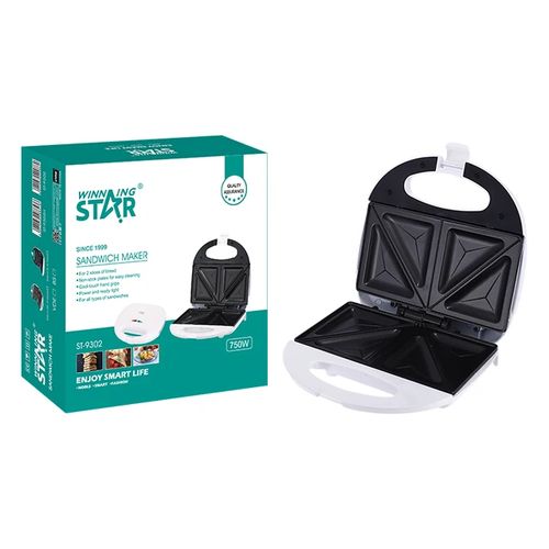 Winningstar Sandwich Maker- 4 Slice Of Bread- 2 Piece of Sandwich-White