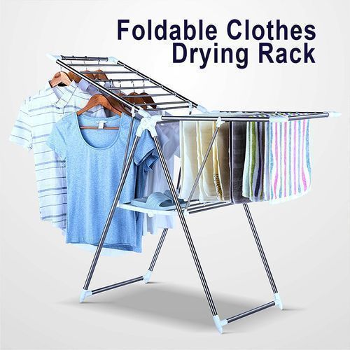 Steel Clothes Rack, Dryer. Drying, Rod, Hanger - White, Blue