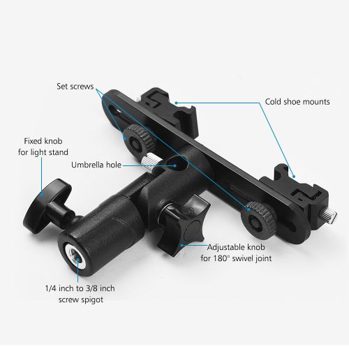 T-shaped Dual Flash Bracket Flash Speedlite Stand With 2