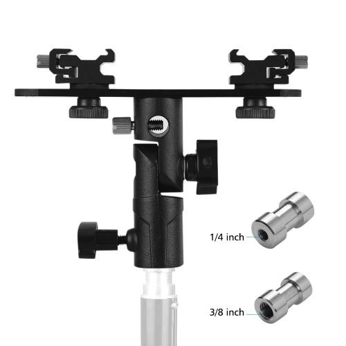 T-shaped Dual Flash Bracket Flash Speedlite Stand With 2