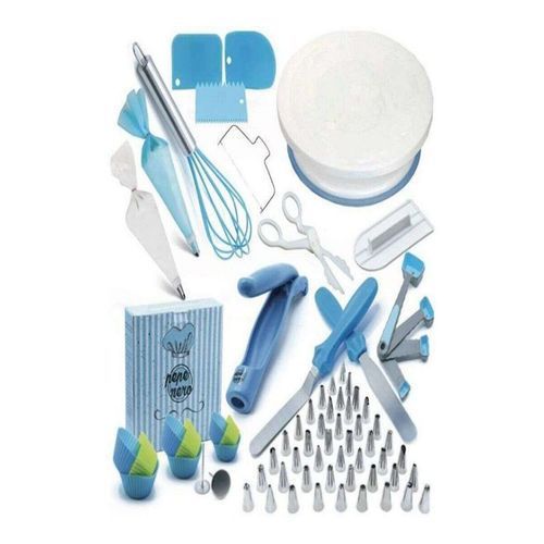 136 PCS Cake Decorating, Turnable Stand, Baking Set,Blue.