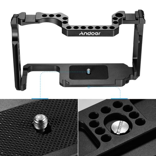 Andoer Camera Cage Aluminum Alloy With 1/4 Inch & 3/8 Inch