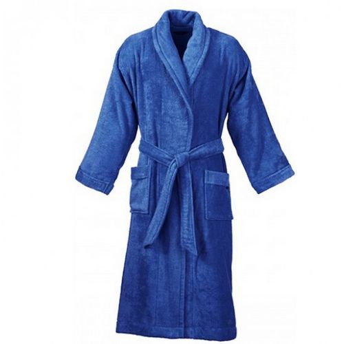 Cotton Bathrobe with Double Pockets - Blue