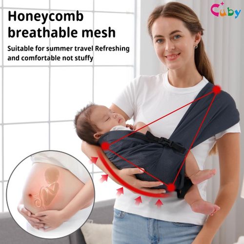 CUBY Summer Breathable Mesh Baby Wrap Carrier Newborn to Toddler - Stretchy
