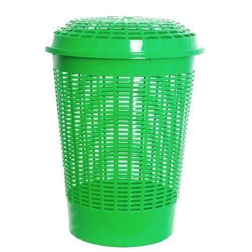 Basket Home Plastic Laundry Basket With a Lid - Green