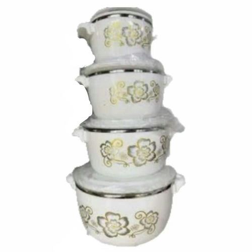 4 Pcs Flowered Insulated Hot Pot Dishes Food Warmer Casseroles -Multi-colour.
