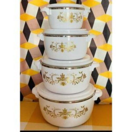 4 Pcs Flowered Insulated Hot Pot Dishes Food Warmer Casseroles -Multi-colour.