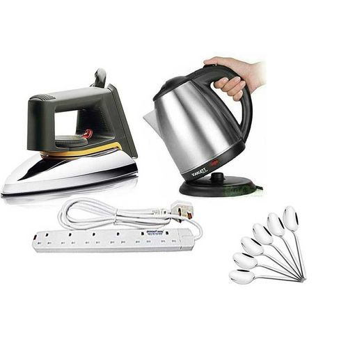 Bundle Of Flat Iron, Kettle, 6Way Extension + Free Spoons - Silver