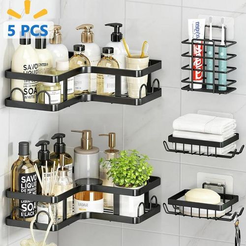 5Pieces Bathroom Corner Shelves-Black