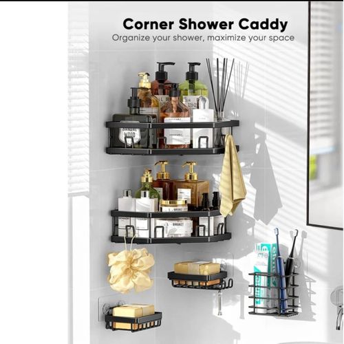 5Pieces Bathroom Corner Shelves-Black