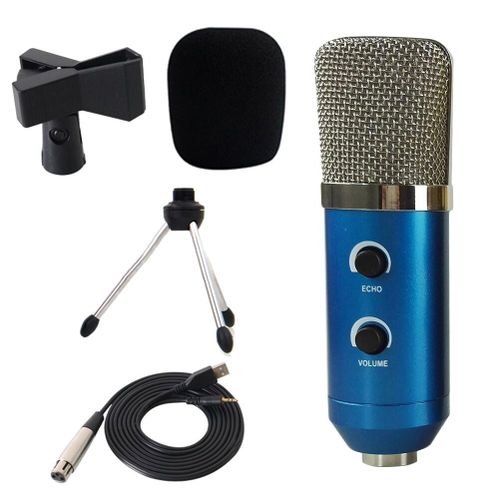 Professional USB Condenser Microphone with Tripod for Video Recording Karaoke Studio PC New,Blue NO5116