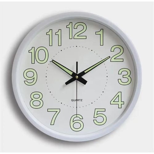 12" 30cm Luminous Quartz Luminous Wall Clock - White