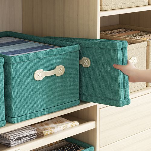 Foldable Clothes Storage Box With Handle And Lid - Gray