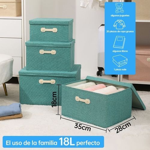 Foldable Clothes Storage Box With Handle And Lid - Gray