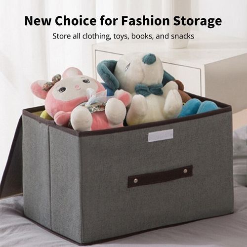 2PCS Linen Fabric Folding Lid Storage Box - Gray