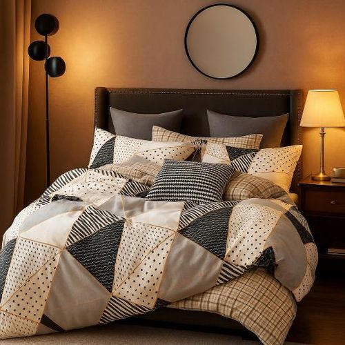 5*6 4Pc Duvet Set, 1 Bed Sheet & 2 Pillow Cases- Multicolour