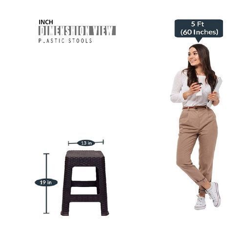 Plastic Square Stool-Brown