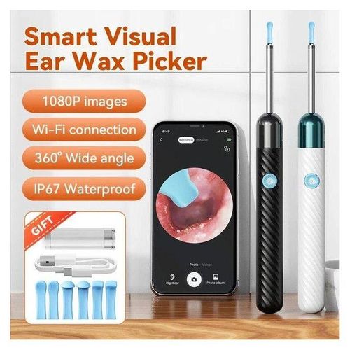 1080p Ear Wax Cleaner 1000w High Precision Ear Wax Removal Tool With Camera Led Wireless Otoscope Smart Ear Cleaning Kit