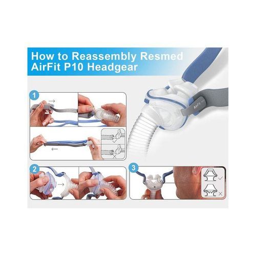 1pcs Replacement Headgear For Resmed Airfit P10 Nasal Pillow Cpap Straps With 2 Adjustment Clips