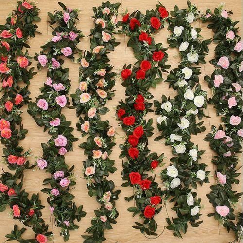 Artificial Rose Rattan, Decorative Flower 1pcs 2.3m - Multicolor