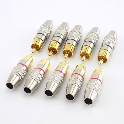 10pcs RCA Male Plug Connector Non Solder AV Audio Video Locking Cable Plug Adapter Solderness for Video CCTV Camera Security