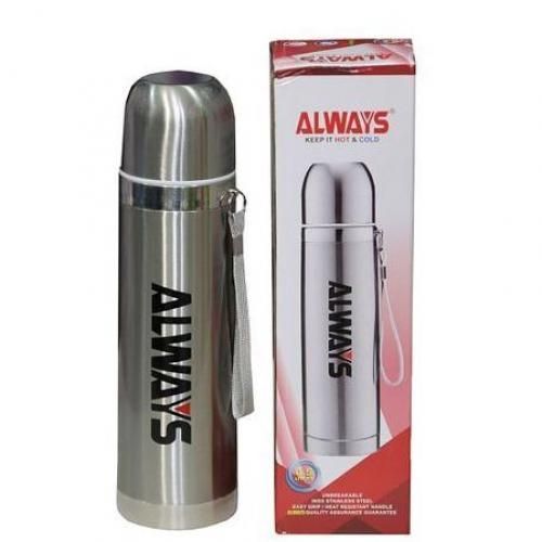 Always Hot & Cold Unbreakable Stainless Steel Flask  0.5L - Silver