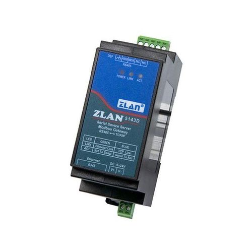 Din- Zlan5143d Serial Device Server Modbus Gateway Rs485 From To Tcp/ip Dc9-24v Support Full Duplex