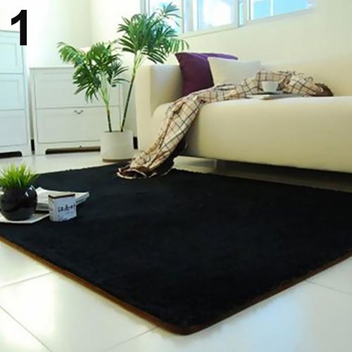 Living Room Bedroom Home Anti-Skid Soft Shaggy Fluffy-Black