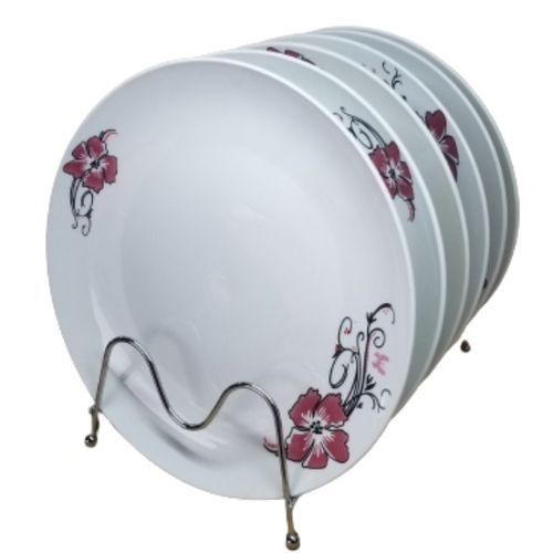 Full Set Of Floral Ceramic Dinner Plates - White
