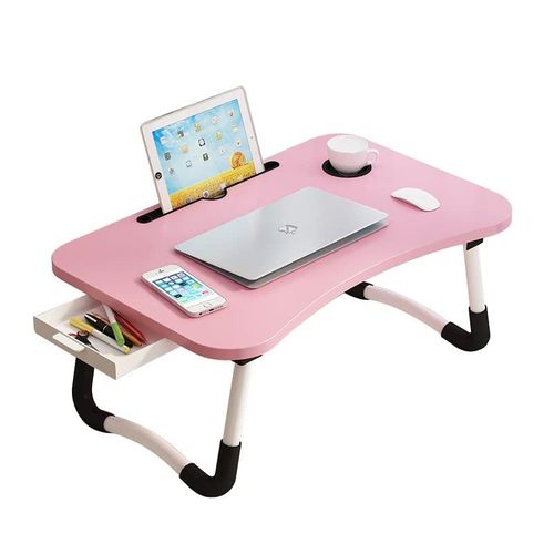 Multi Functional Portable Laptop Desk With Multifunctional Tray Holder With Cup Holder AndDrawer-Perfect For Dining, Reading, Writing In Bed, Sofa, Floor Stable, Durable, Folding - Multicolor