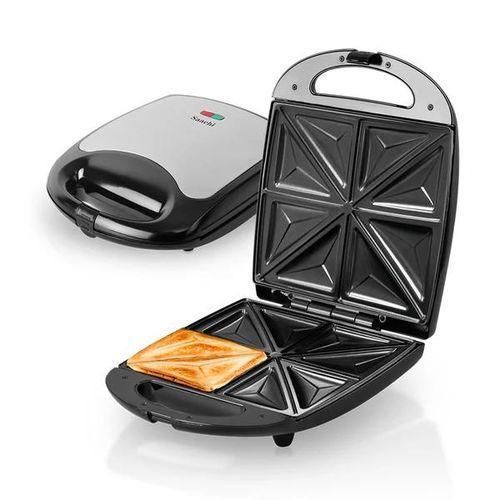 Saachi 4 Bread Slices Electric Sandwich Maker Panini Press For Making Sandwiches For Breakfast-Silver/Black
