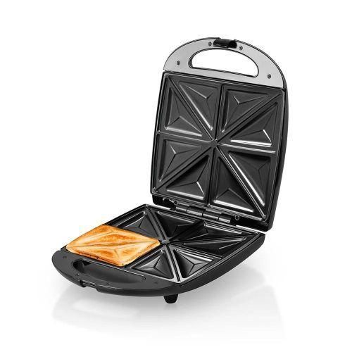 Saachi 4 Bread Slices Electric Sandwich Maker Panini Press For Making Sandwiches For Breakfast-Silver/Black