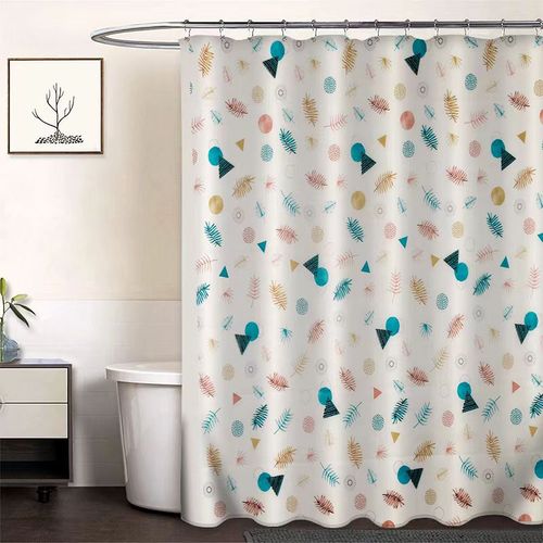 Modern Design Shower Curtain - Floral, White