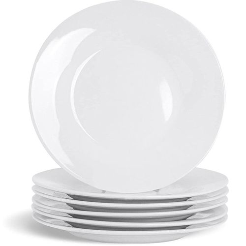 Ceramic 6 Pieces Plates With Curve-White