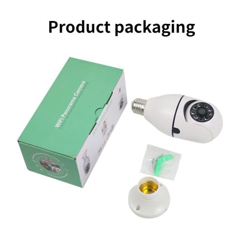 1080P Wireless Light Bulb Monitor Camera 2MP WiFi Smart Camera - white My