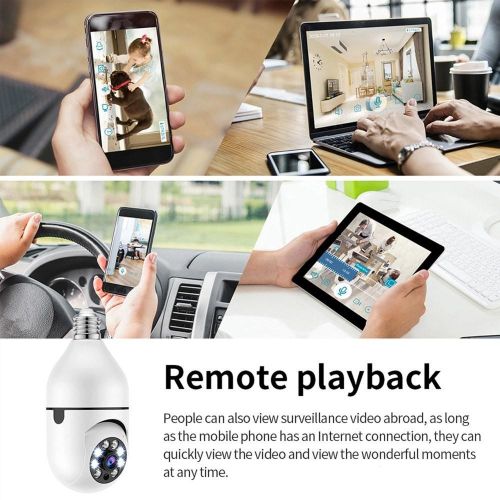 1080P Wireless Light Bulb Monitor Camera 2MP WiFi Smart Camera - white My