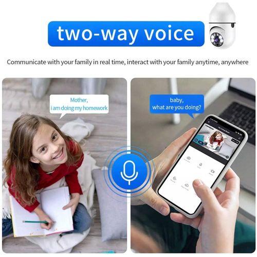 1080P Wireless Light Bulb Monitor Camera 2MP WiFi Smart Camera - white My