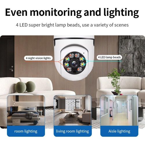 1080P Wireless Light Bulb Monitor Camera 2MP WiFi Smart Camera - white My