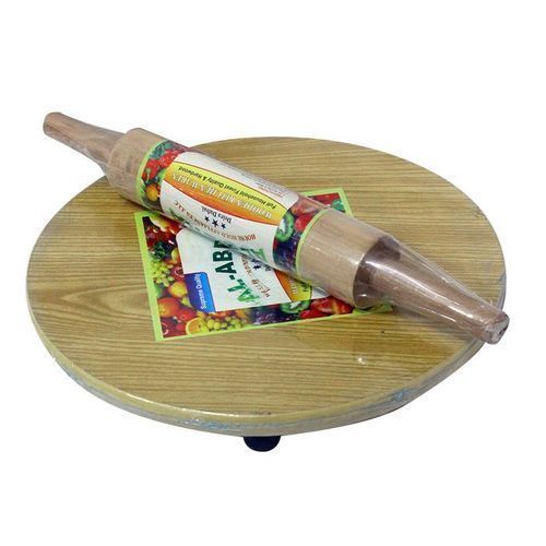 Other Wooden Chapati Rolling Board with Rolling Pin - Brown