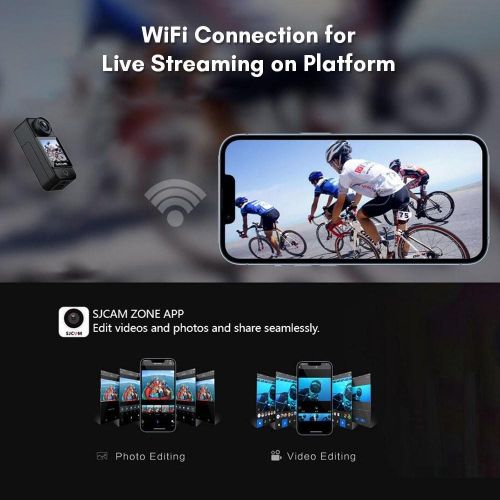 SJCAM C300 4K 30FPS Mini Action Camera 5G/2.4G WiFi Sports Camera Dual Touch Control Screens - black Ny