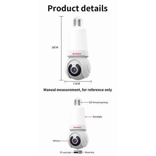 360 Wireless Bulb PTZ Floodlight 3MP Wifi PRO home security Home Security Cameras