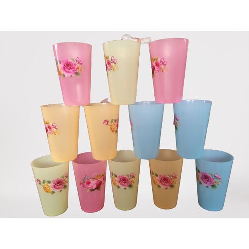 12 Pc Plastic Glasses -multi color