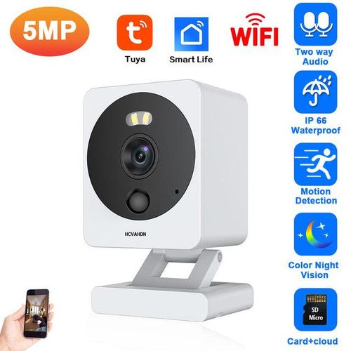 5mp Tuya Wifi Ip Security Camera Outdoor Waterproof Mini Wireless Cctv Surveillance Camera Color Night Vision Baby Cam