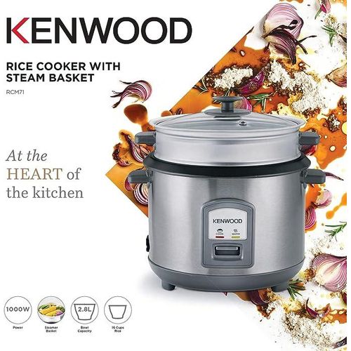 Kenwood Rice Cooker 2.8L With Steam Basket 1000W RCM71- Silver.