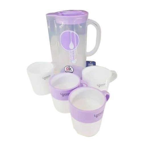 Plastic Water Jug With 4Cups Free Size  - Transparent.